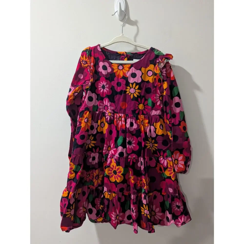 Gymboree Girls Floral Tiered Corduroy Dress